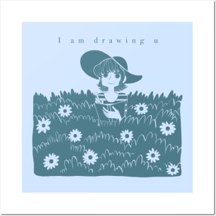 I am drawing you. Flower Field T-Shirt Posters and Art